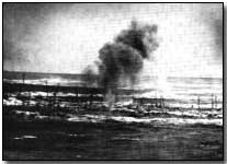 German trenches at La Boiselle under British artillery bombardment on 1 July 1916