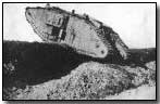 British tank crossing a trench