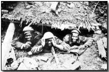 Black Canadian soldiers imitating the Germans they have recently captured