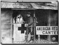 Red Cross worker Mary Shannon Webster serving hot chocolate