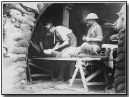 Scottish territorials being examined in a dressing station during Battle of Menin Road, Belgium, 1914