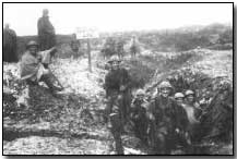 British troops in a captured German trench, Serre, March, 1917