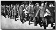 German troops singing while marching to war, 1914