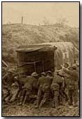 British soldiers helping an ambulance through the mud