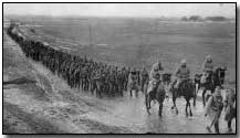 Austrian riflemen on the march in Poland